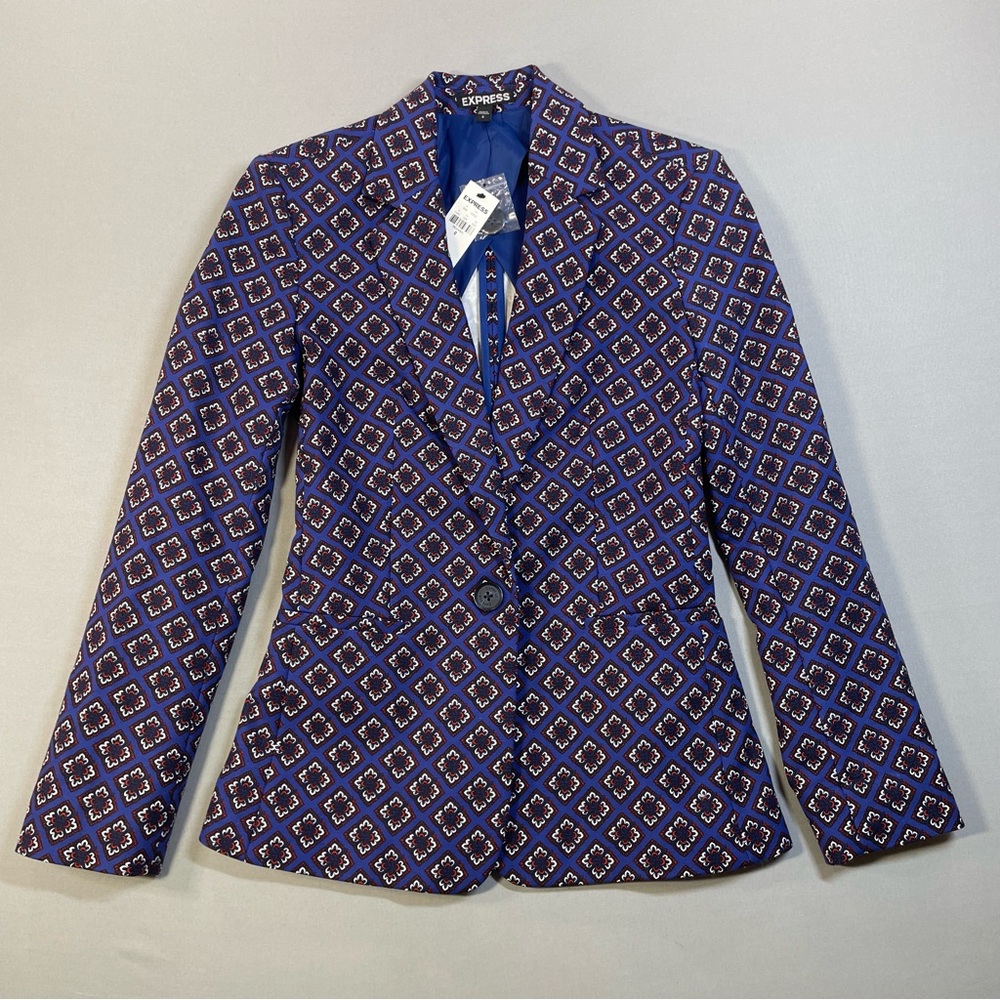 NWT Express Fitted Patterned One-Button Blazer Ja… - image 2